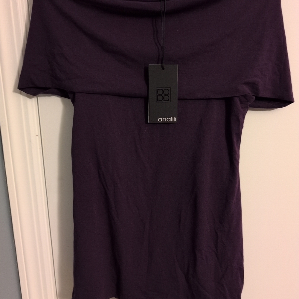 ANALILI Women's Wide Cowl Neck Sleeveless Top Eggplant 413J10 $135 NWT Sz Small - Picture 3 of 4